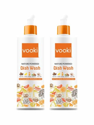 Vooki Nature Powered Natural Dish Wash Gel, No Preservatives, No Synthetic Colors - 500 ml (Pack of 2)…