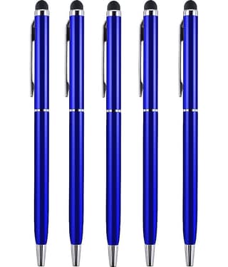 KK CROSI Sleek Design Pack of 5pcs Blue Colour Metal Pen with Stylus for Touch Screen Multi-function Pen (Pack of 5, Blue Ink)