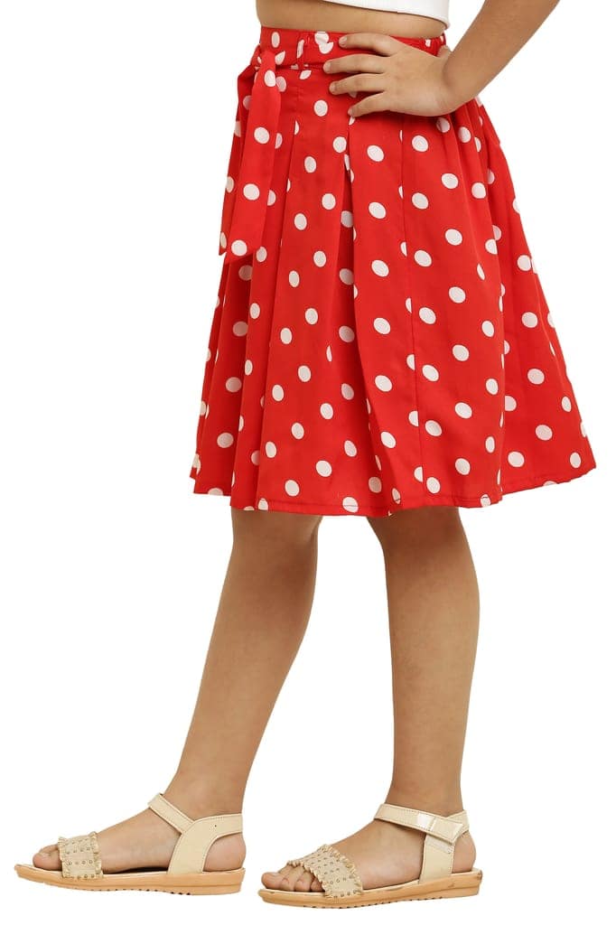 Cute Fancy Kids Girls Pair Skirt White & Red For Girls. view 4