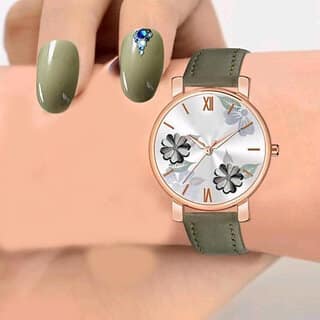 Analog Watch - For Women ladies Green Leather Analog Women and Girls Watch