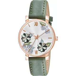 Analog Watch - For Women ladies Green Leather Analog Women and Girls Watch view 2