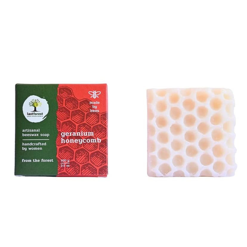 Last Forest Beeswax Soap (100gm), Herbal Bathing Soap for Glowing Skin, Handcrafted, Handmade, 100% Natural Ingredients, Moisturizing, Natural Beeswax, Bathing Soap for Men & Women (Geranium) view 4