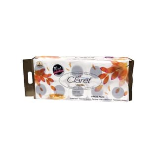 Claret Gold 10-in-1 Toilet Paper, 10 Rolls in 1 Packet, Super Soft, Extra Absorbent, OBA Free, 3 Ply Toilet Roll for Superior Comfort