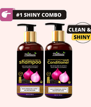 Phillauri Red Onion Shampoo and Conditioner - Hair Strength, Growth and Shiny Formula for women and men (Shampoo (300 ML) + Conditioner (300 ML))