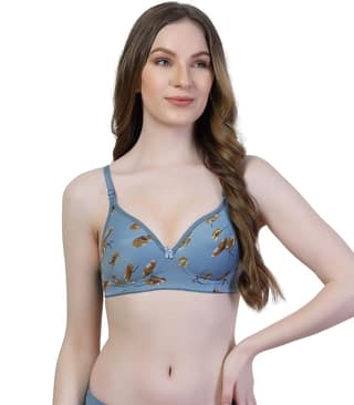 ADORNSTAR Women's Cotton Padded Floral Print Non-Wired Full Coverage Bra
