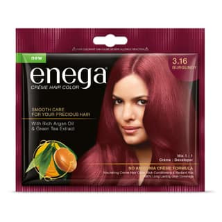 Enega Burgundy Creme Hair Color with Developer - No Ammonia, Long-Lasting Grey Coverage, Nourishing Formula