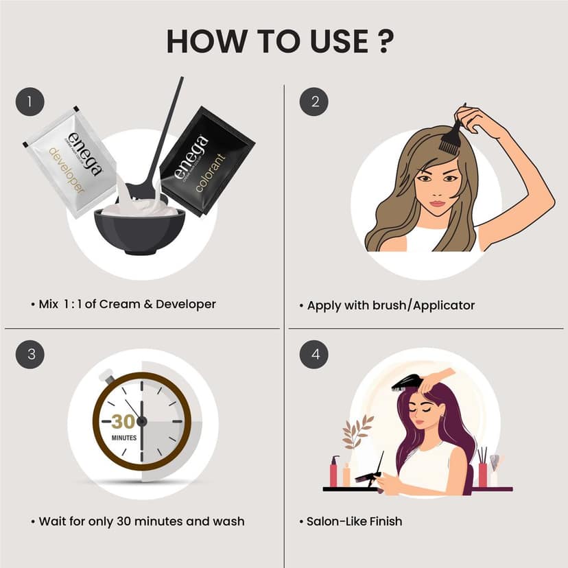 Enega Burgundy Creme Hair Color with Developer - No Ammonia, Long-Lasting Grey Coverage, Nourishing Formula view 10
