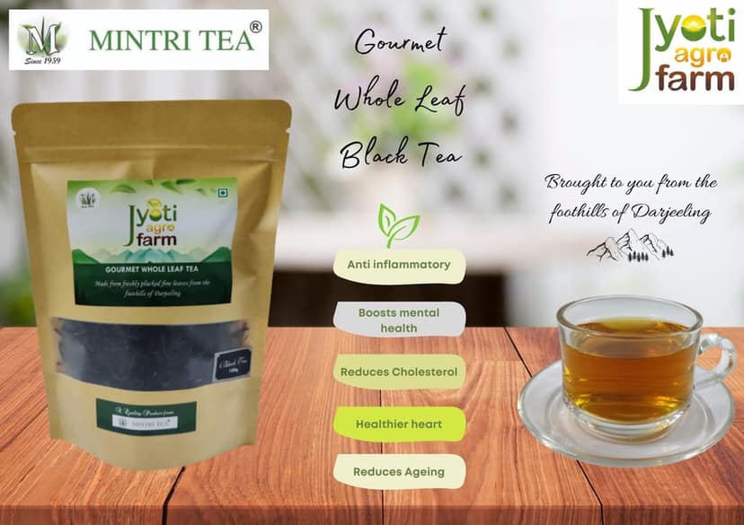 Premium English Orthodox Black Tea from the foothills of Darjeeling | Smooth Sunkissed | Jyoti Agro Farm (100g) | 75 to 100 cups approx | First Flush | Gourmet Whole Leaf Tea by MINTRI TEA view 5