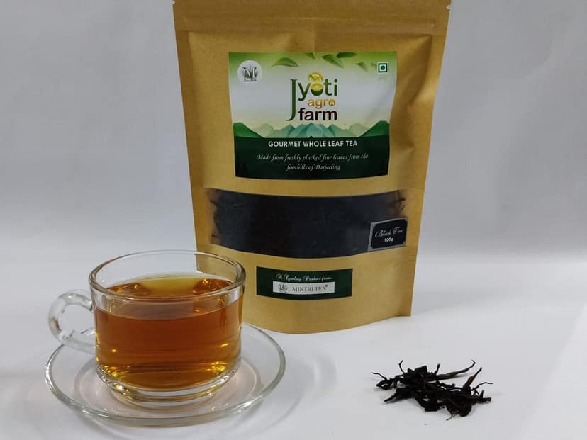 Premium English Orthodox Black Tea from the foothills of Darjeeling | Smooth Sunkissed | Jyoti Agro Farm (100g) | 75 to 100 cups approx | First Flush | Gourmet Whole Leaf Tea by MINTRI TEA view 6