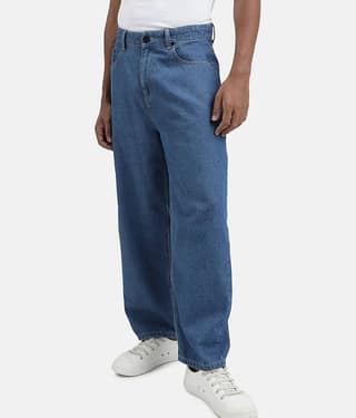Bene Kleed Men Baggy Fit Mid-Rise Dark Shade Pure Cotton Clean Look Jeans