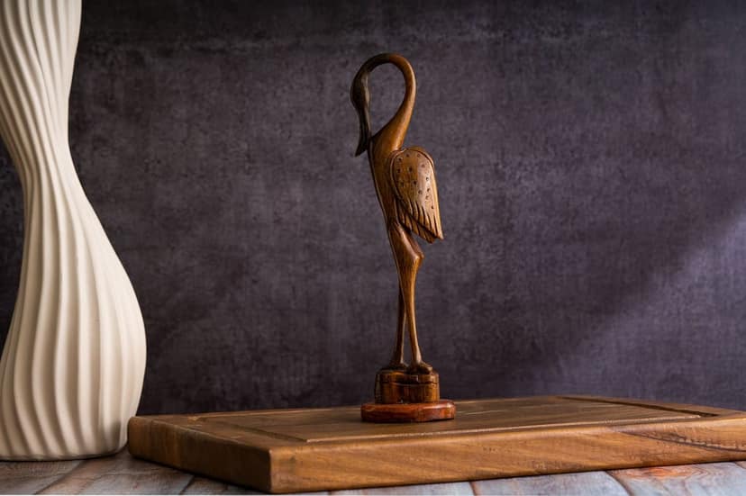 SOWPEACE Handcrafted Wooden Flamingo “Poise of Purity” showpiece, Premium Artisan Made wallhome Decor for Living R