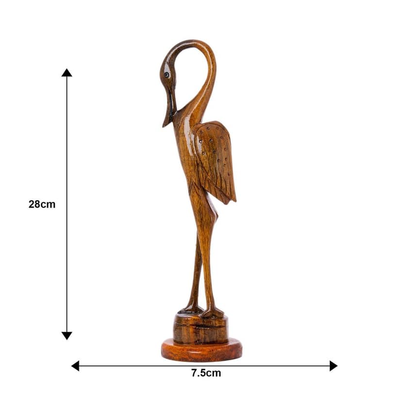 SOWPEACE Handcrafted Wooden Flamingo “Poise of Purity” showpiece, Premium Artisan Made wallhome Decor for Living R view 2