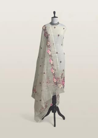 Kota Doria Dress Material Fuchsia Pink Floral Buti