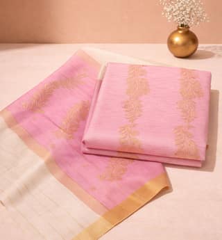 Handwoven Unstitched Chanderi 3 Piece Suit Set (Silk × Mercerized Cotton)