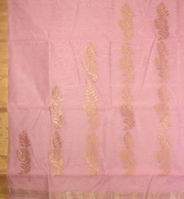 Handwoven Unstitched Chanderi 3 Piece Suit Set (Silk × Mercerized Cotton) view 2