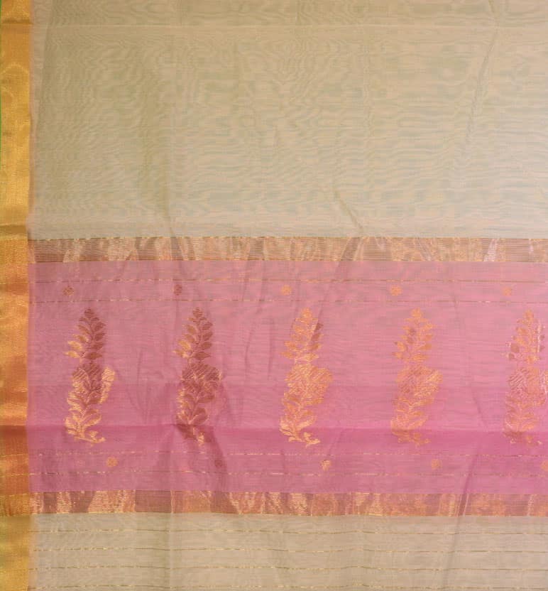 Handwoven Unstitched Chanderi 3 Piece Suit Set (Silk × Mercerized Cotton) view 4