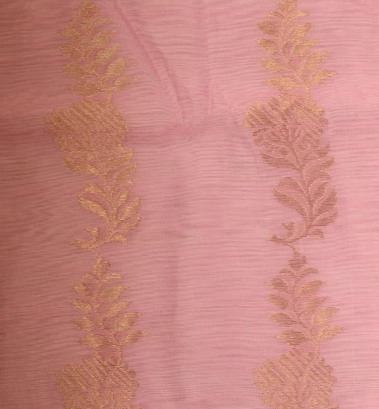 Handwoven Unstitched Chanderi 3 Piece Suit Set (Silk × Mercerized Cotton) view 5