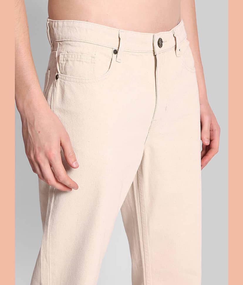 Bene Kleed Straight Solid Men's Jeans ( Off-White ) view 4