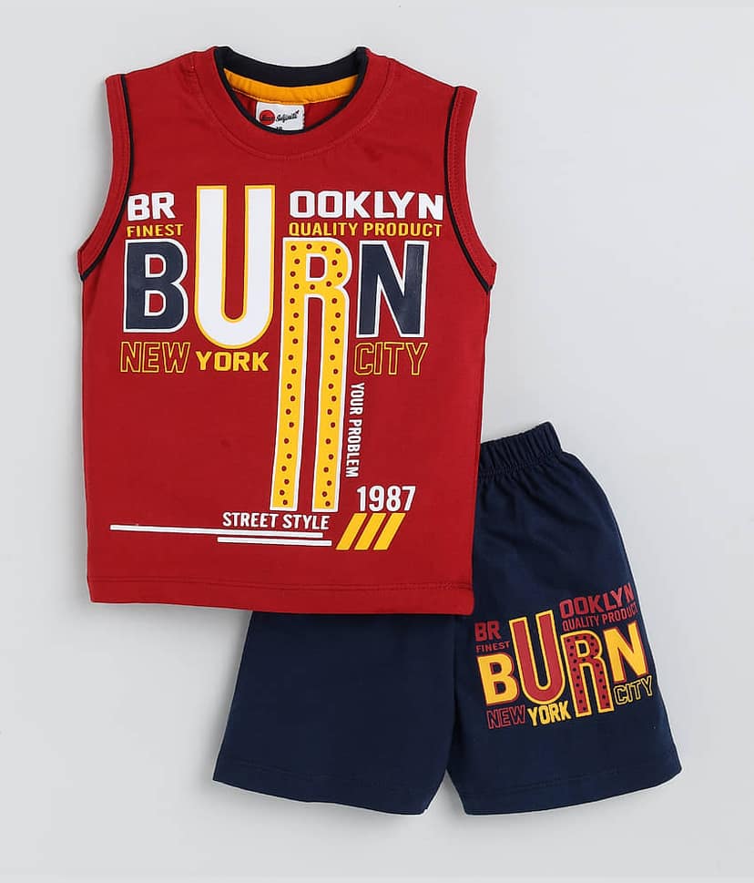 Mars Infiniti Pack of 1 Boys Cotton T-Shirt & Shorts Set ( Turquoise )