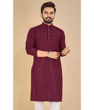 Balaji's - Purple Cotton Men's Regular Kurta ( Pack of 1 )