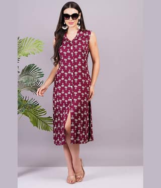 JC4U Women Rayon Printed Shirt Dress ( Teal )