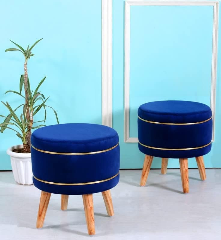 ShadowKart Pouffes Sitting Stool for Living Room, Mudda Puffy Wooden Ottoman Stools, Pouffe Footstool, Pouf for Office Home Decoration & Dressing Table, 16x16x18 Inch