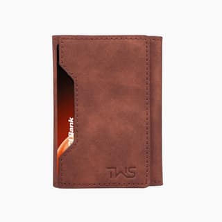 The Wallet Store Magna Suede Vegan Leather Cardholder (Brown)