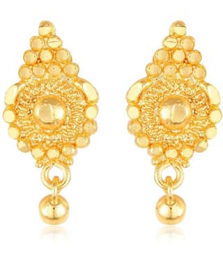 Vighnaharta - Golden Danglers Earrings ( Pack of 1 )