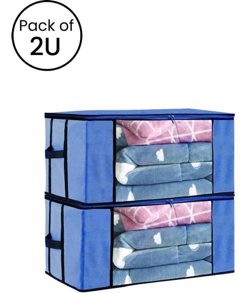 Set of 02 Underbed Storage Bag, Storage Organizer, Blanket Cover with Front Handle