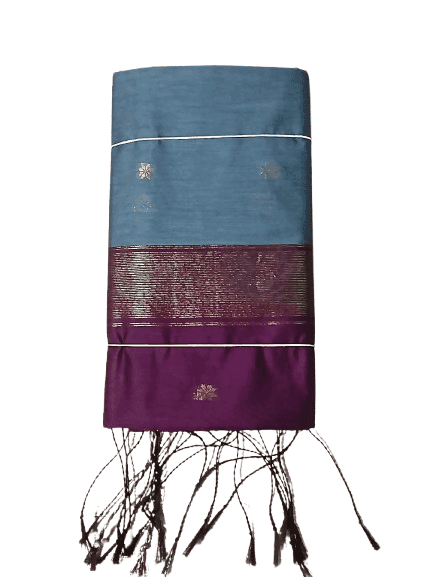 Kalyani Cotton Saree for Women | Soft Pure Cotton Saree with Blouse Piece | Traditional Daily Wear Handloom Style Saree | Lightweight Breathable Cotton Saree for Office, Casual & Festive Wear with contrast blouse view 3