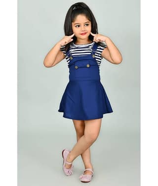 JCT DRESSES Girls Cotton Blend Dungarees ( Pack of 1 , Blue )