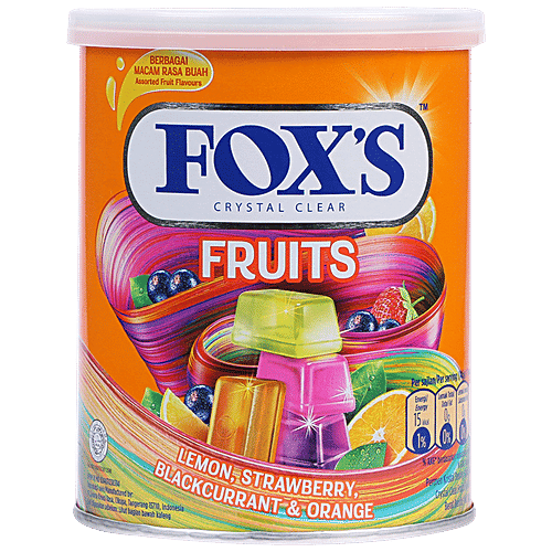 Fox'S Crystal Clear Candy - Fruit Flavoured, Contains Lemon, Orange, Peach & Apple Natural Flavour, 180 g Tin