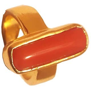 RS Jewellers Certified Coral 5.20 Carat Panchdhatu Gold Plating Astrological Ring for Men Women