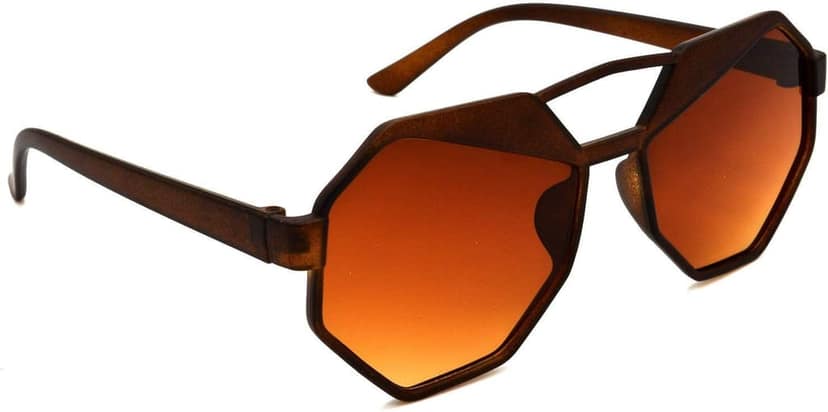 HRINKAR Unisex Round Sunglasses Brown & Golden Frame, Brown Lens (Medium) - Pack of 2 view 6