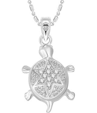 Vighnaharta Tortoise CZ Rhodium Alloy Pendant for Men and Women - [VFJ01119PR]