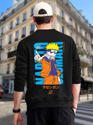 SCOTT FINCHER Men's Naruto Uzumaki Long Sleeve Shirt | Anime Sweatshirt | Naruto Shippuden Merch : AA(RSSWT)BLACK_135