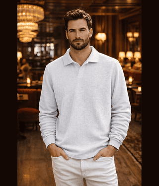 RodZen Men Polyester Regular Fit Popcorn Textured Polo T Shirt ( Ecru White )