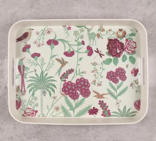 India Circus Grey Floral Galore Rectangle Small Bamboo Tray