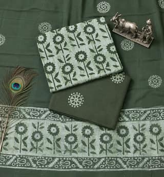 Handcrafted Batik Print Unstitched 3-Piece Cotton Suit Set