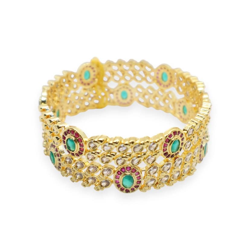 Elegant Gold-Plated Kundan & Stone Studded Bangle view 2
