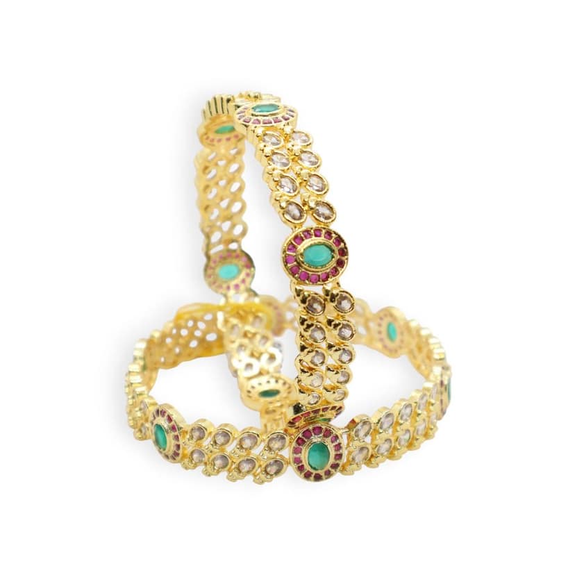 Elegant Gold-Plated Kundan & Stone Studded Bangle view 3