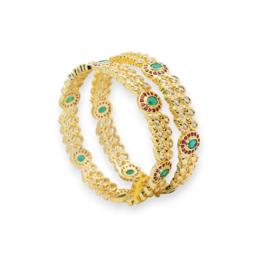 Elegant Gold-Plated Kundan & Stone Studded Bangle view 4