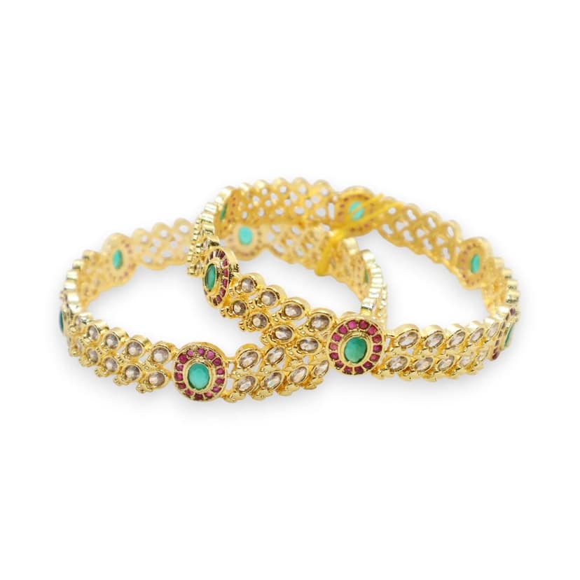 Elegant Gold-Plated Kundan & Stone Studded Bangle view 5