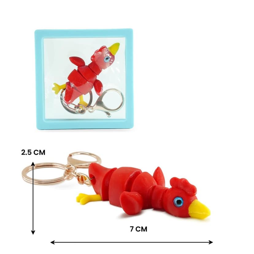Vinglits Farm Buddies 3D Printed Keychains – Articulated Animal Toys, Pocket-Friendly Keyrings, Stress Relief Desk Toys for Kids & Adult (Kiki – The Rooster, Medium) view 2