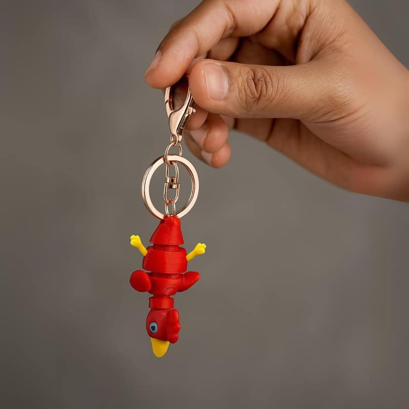Vinglits Farm Buddies 3D Printed Keychains – Articulated Animal Toys, Pocket-Friendly Keyrings, Stress Relief Desk Toys for Kids & Adult (Kiki – The Rooster, Medium) view 5