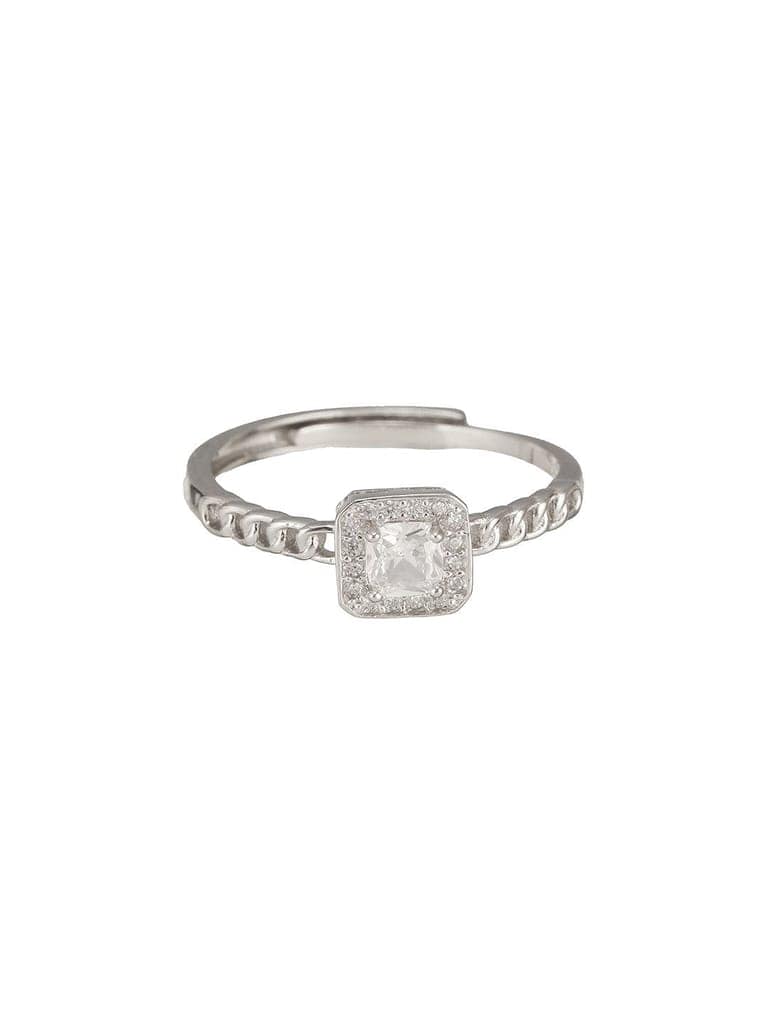 925 Sterling Silver Cushion Cut Zircon Promise Engagement Adjustable Finger Ring view 6