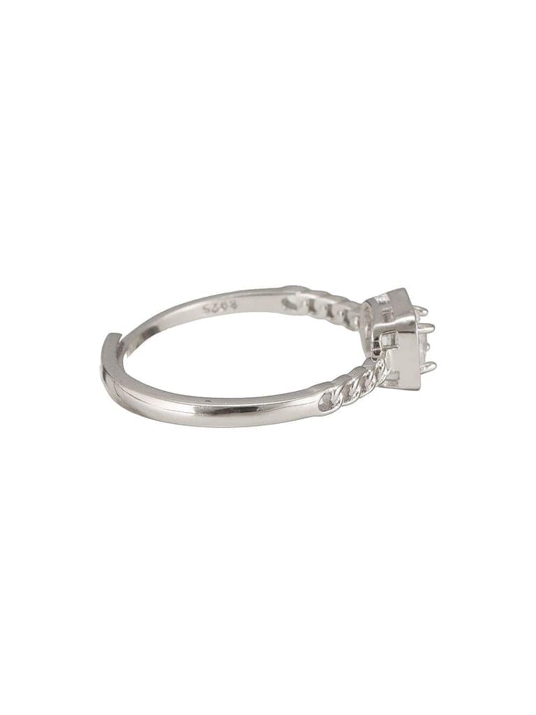 925 Sterling Silver Cushion Cut Zircon Promise Engagement Adjustable Finger Ring view 9
