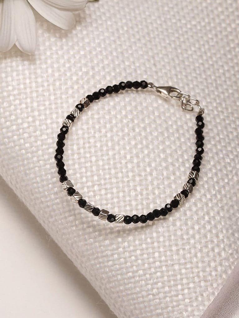 925 Unisex Charms Baby Nazariya Bracelets With Black & Silver Beads Adjustable Bracelet