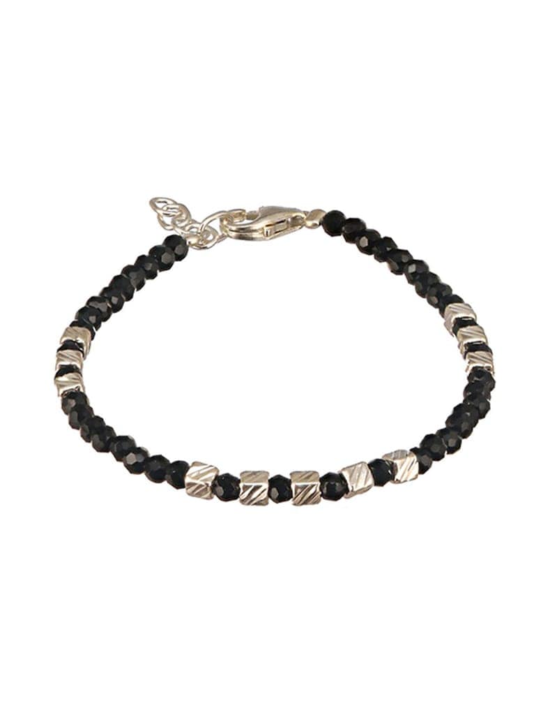 925 Unisex Charms Baby Nazariya Bracelets With Black & Silver Beads Adjustable Bracelet view 4