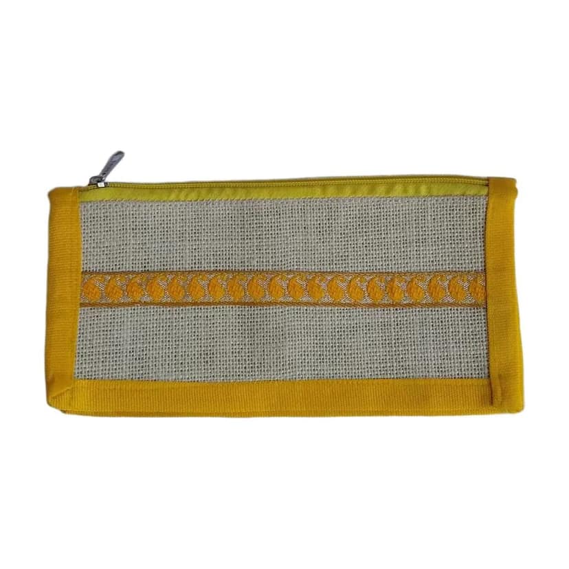 Yellow and Natural Color Hand Pouch